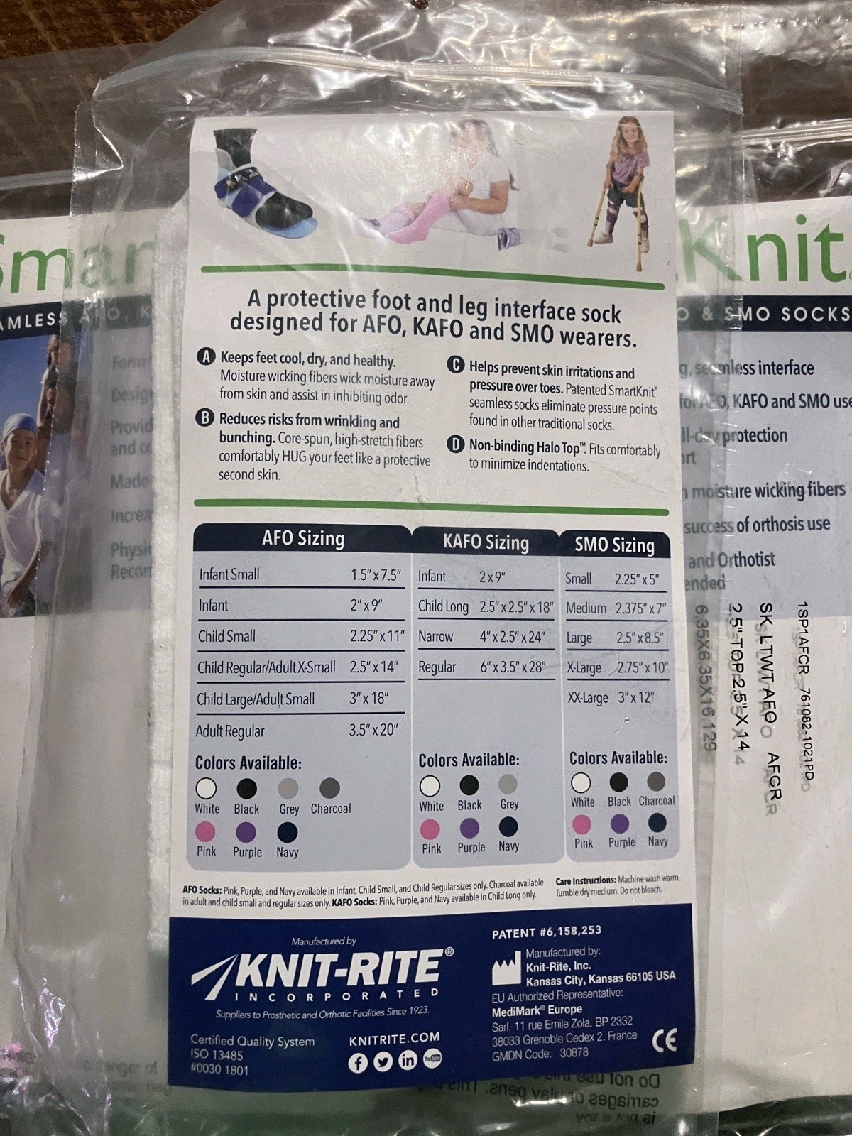 🧦3 Pair Smartknit Socks Child Regular /(Adult Xsmall) White AFO 2.5” X 14”