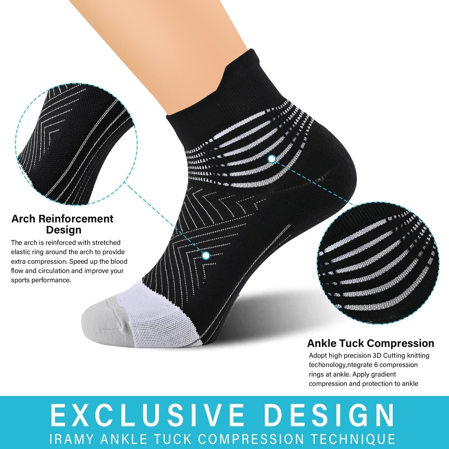 Compression Ankle Support Socks for Women | Plantar Fasciitis Relief – 3 Pairs