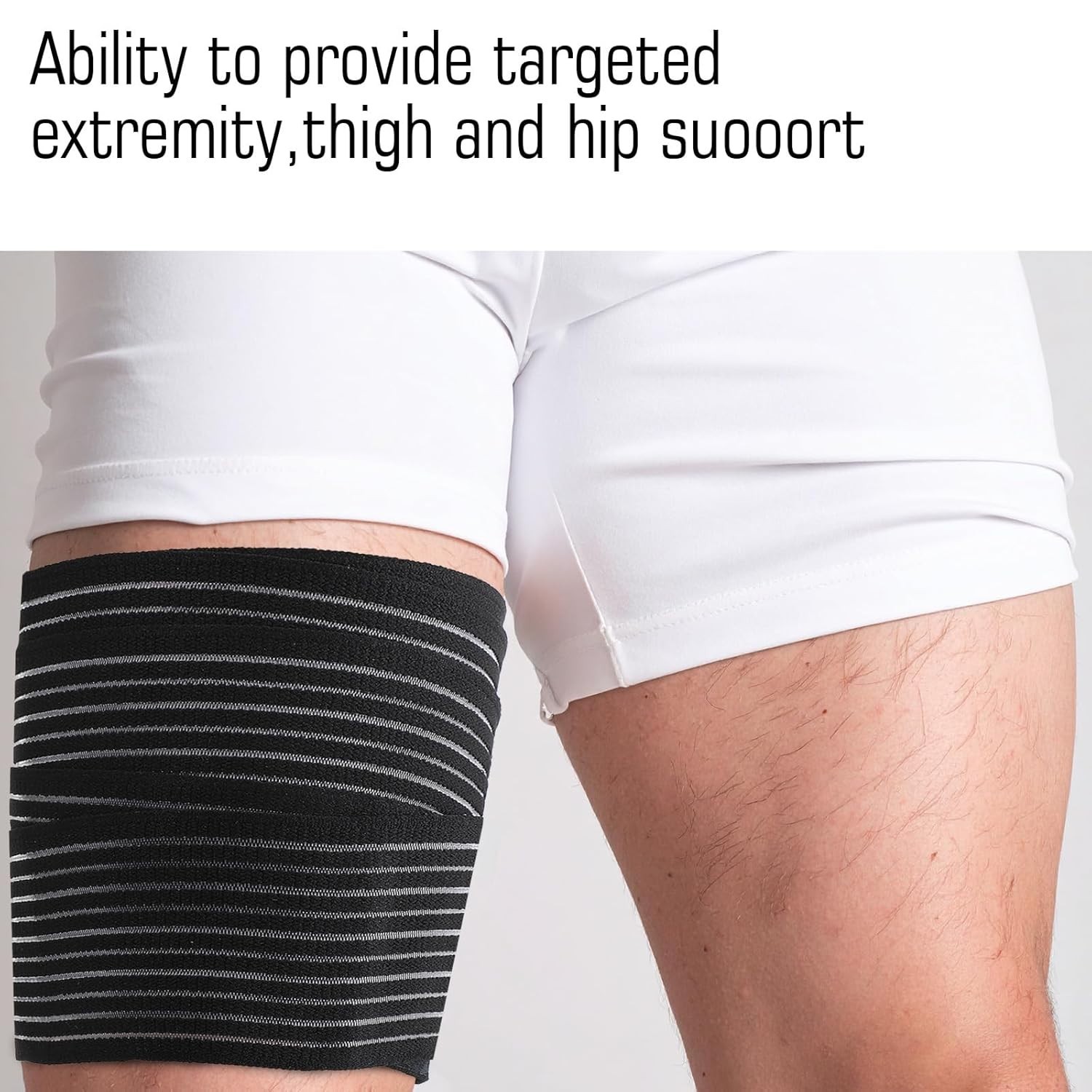 Black Thigh Compression Sleeve – 360° Support for Injury Recovery & Performance