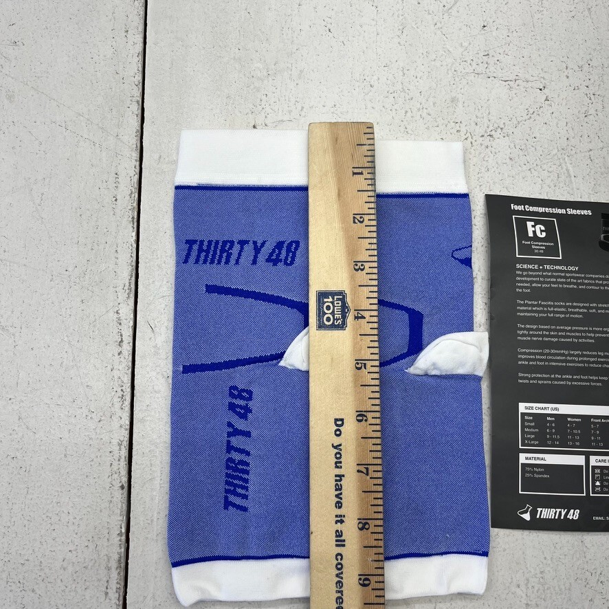 Thirty48 Blue Plantar Fasciitis 1 Pair Compression Socks/Sleeves Adult Size L