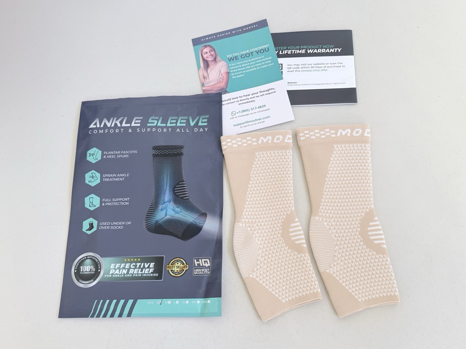 Modvel Ankle Brace Sleeve Nude Color Size Small NEW