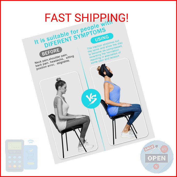 comness Cervical Neck Traction Device Over Door for Home Use, Portable Neck Stre