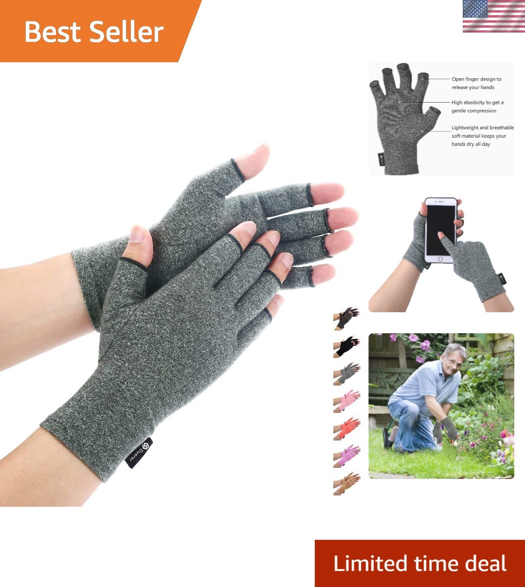 Lightweight Fingerless Compression Gloves for Arthritis & Carpal Tunnel Relief