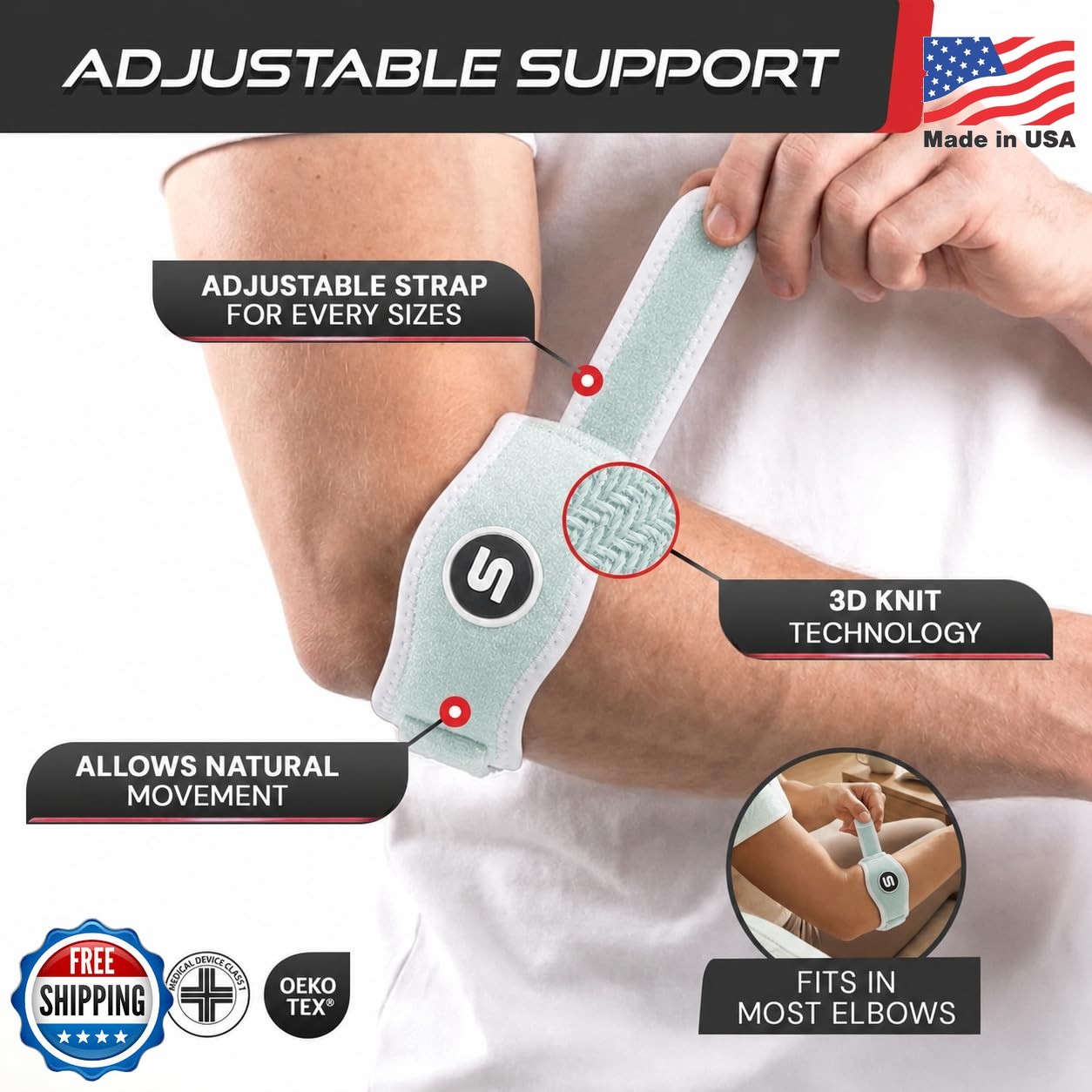 Sleeve Stars Tennis Elbow Brace for Men & Women, Elbow Brace for Tendonitis, Ten
