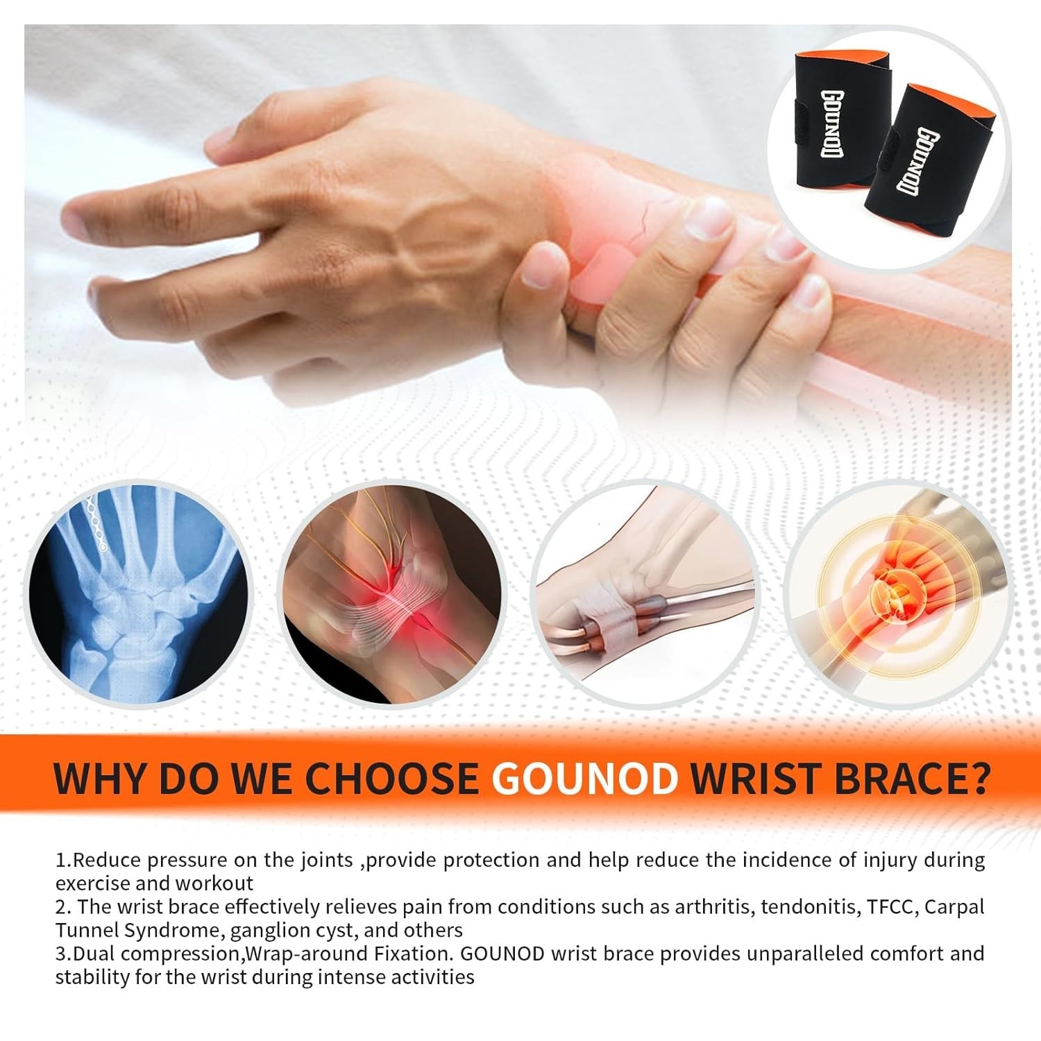 Copper Wrist Brace Support Compression Sleeve Arthritis Gym Carpal Tunnel US