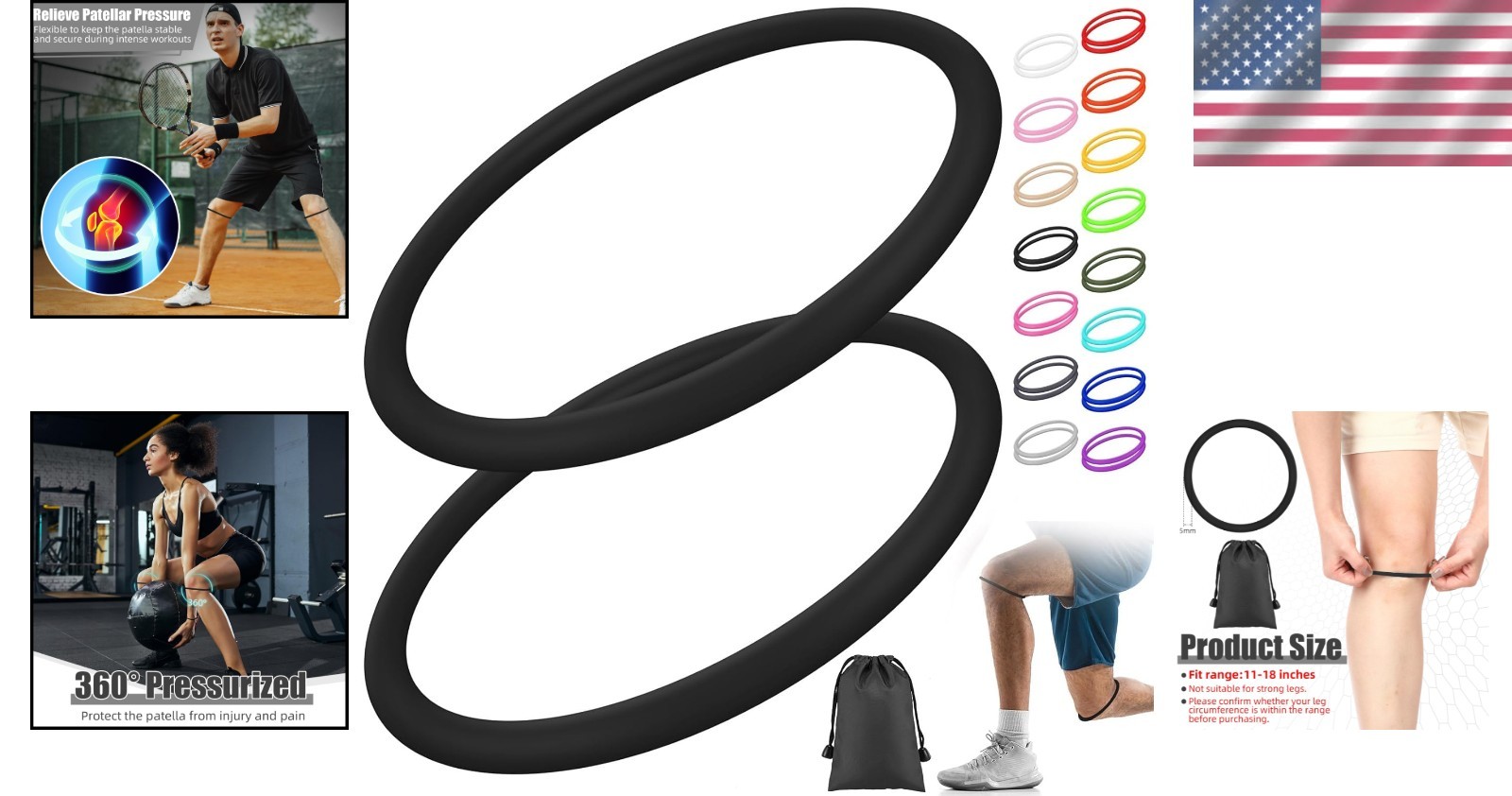 2-Pack Silicone Knee Support Bands – Essential for Basketball & Running (Size M)