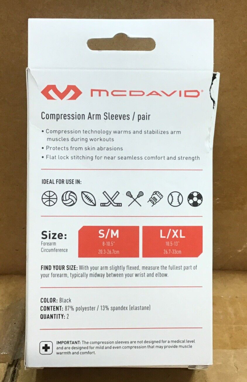 Compression Arm Sleeves Sports Support Brace Shin Wear WorkOut L/XL Pair