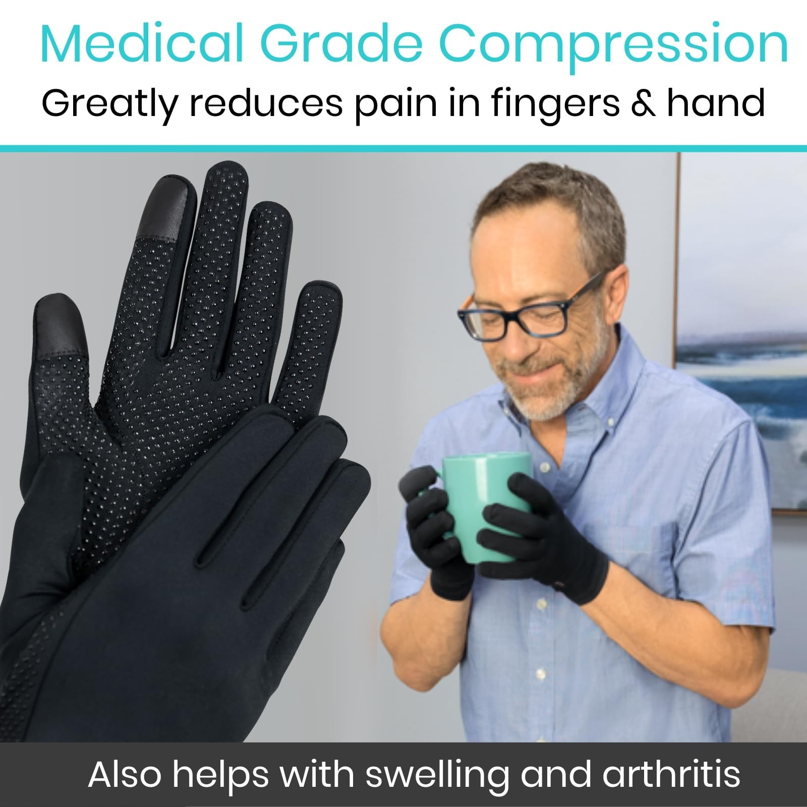 Copper Compression Arthritis Gloves – Full Hand Touchscreen Support for Carpal T