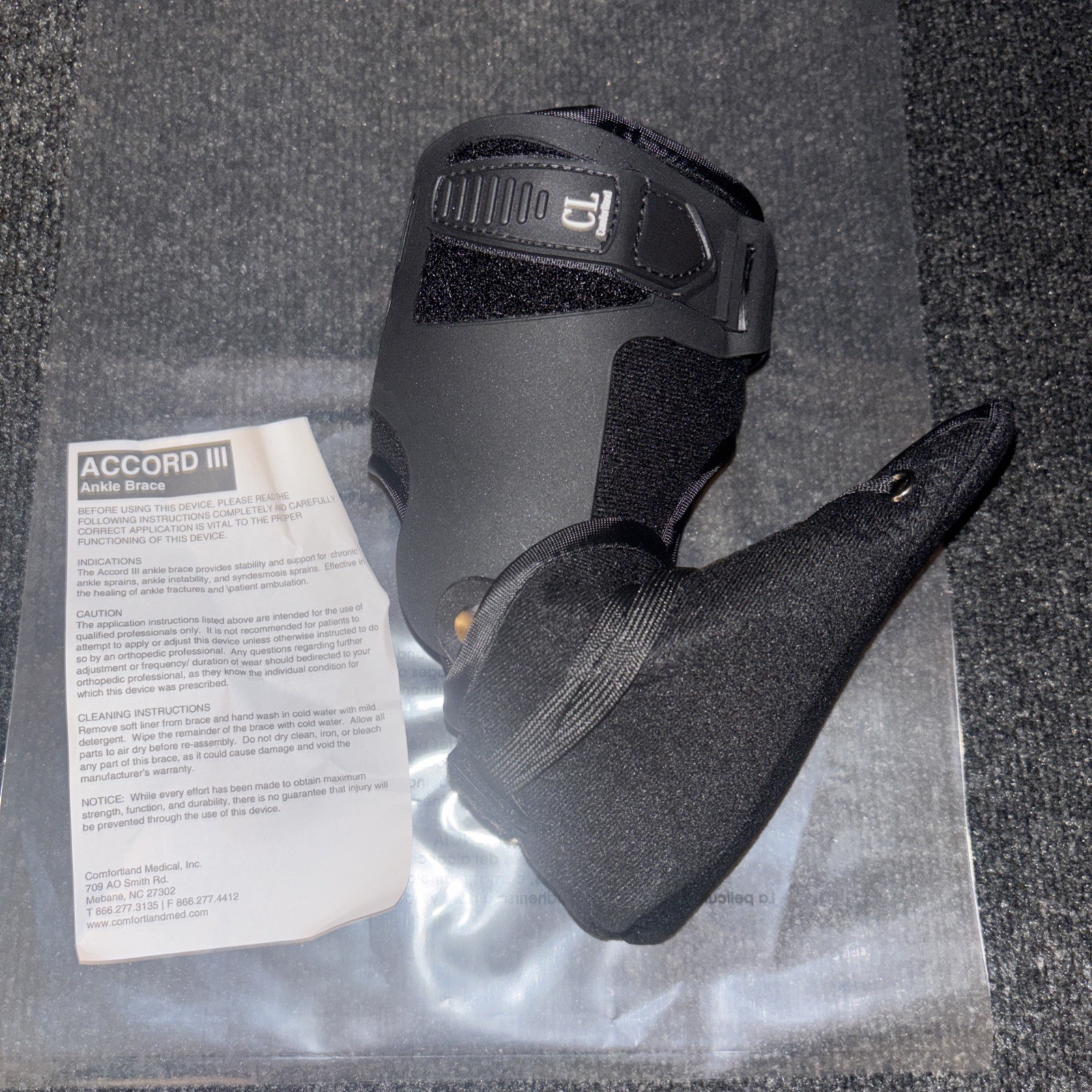 Comfortland ACCORD 3 Ankle Brace Medium Left Laced CL-301-3-L, Black