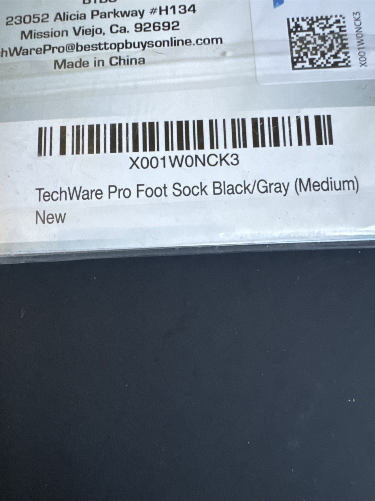 TechWare Pro Compression Ankle/Foot Socks- Size M Unisex; 1 Pair Black/Grey