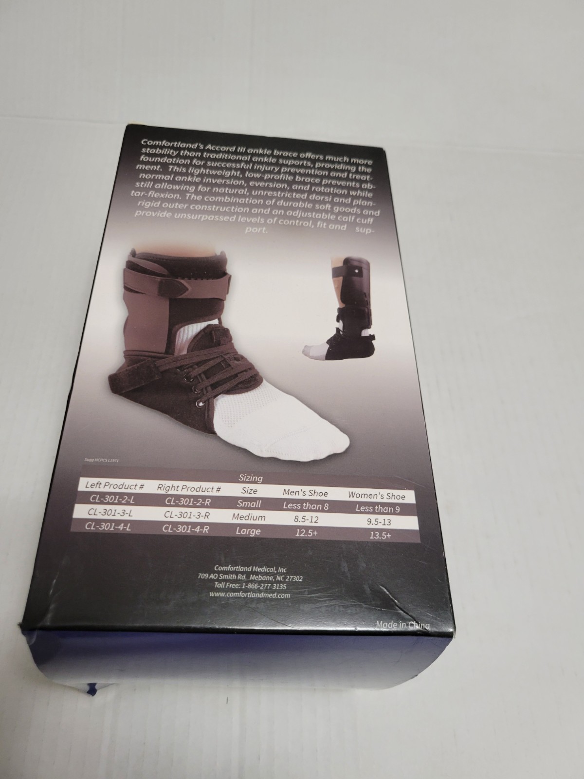 Comfortland Accord III Ankle Brace Stabilization Large Right Black CL-301-4-R