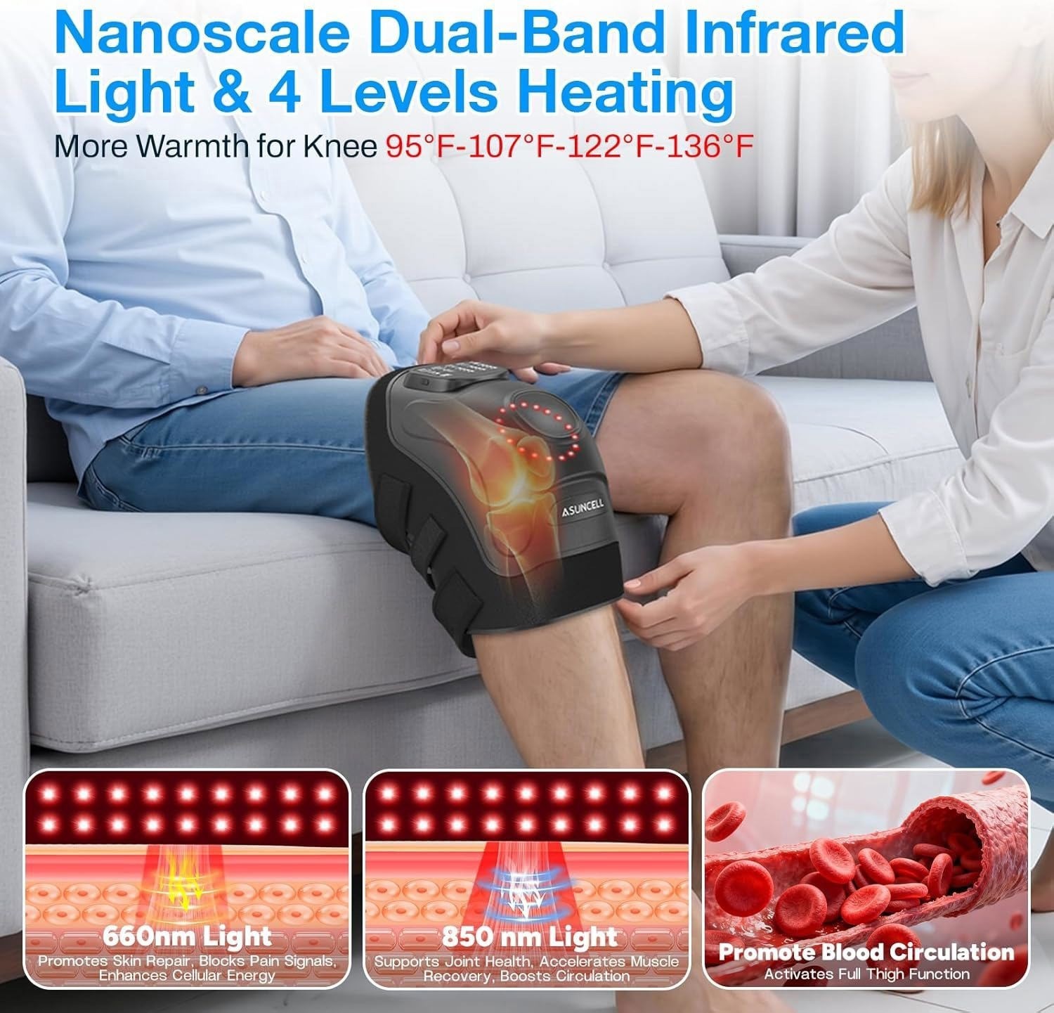 Foot Knee Massager 660nm 850nm Near Infrared LED Red Light Thrapy Panel for Body