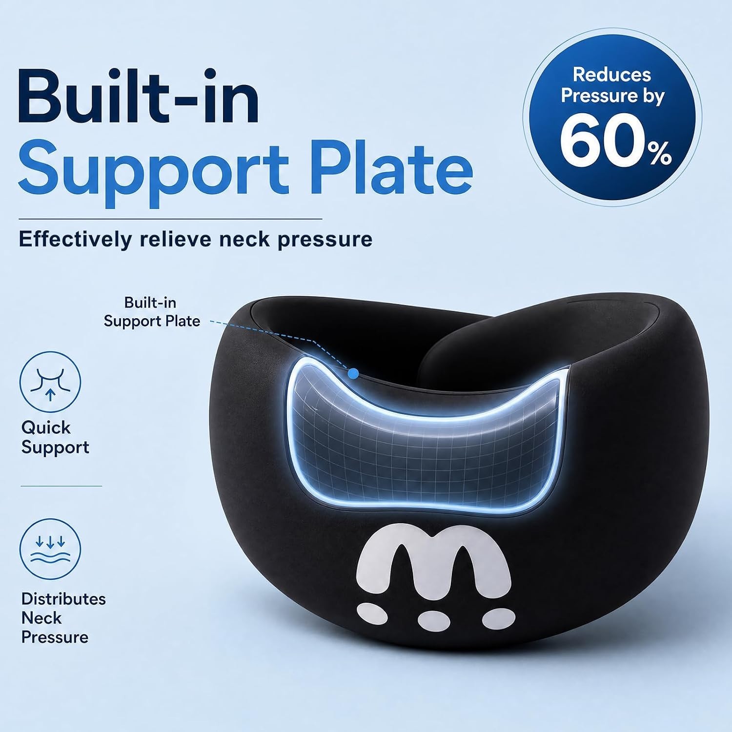 Neck Brace Cervical Collar with Ice Silk Fabric, Ergonomic V-Shape Neck Support