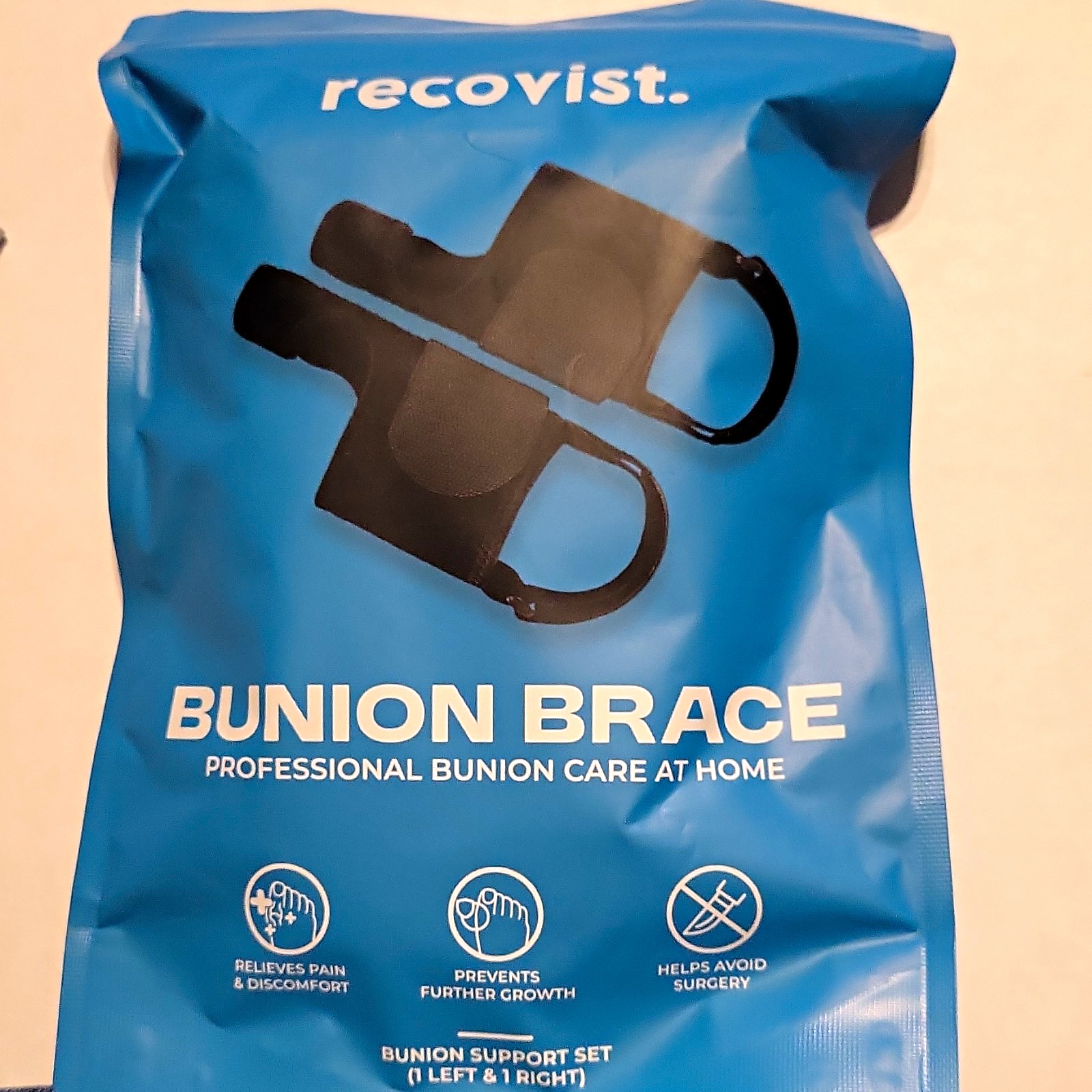 recovist. Black One Size Foot Bunion Brace Support Set, Left & Right
