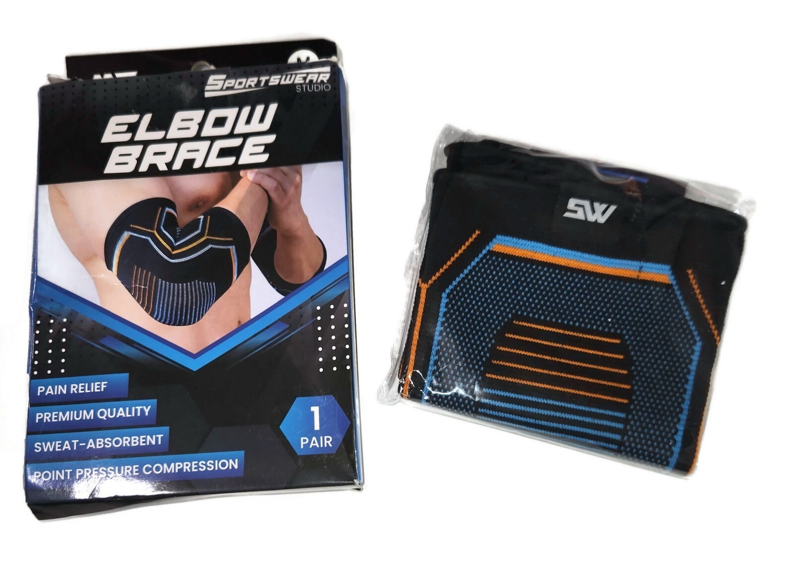 2 ELBOW Brace Pain Relief Compression Sleeves by Sportswear Studio – Size S SALE