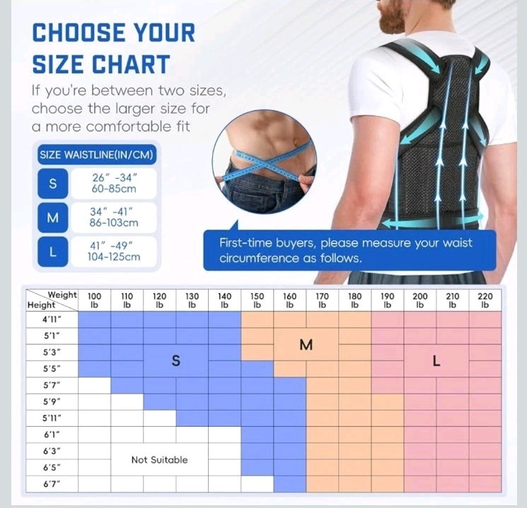 Back Brace Posture Corrector Women Men Shoulder Straightener Adjustable Small