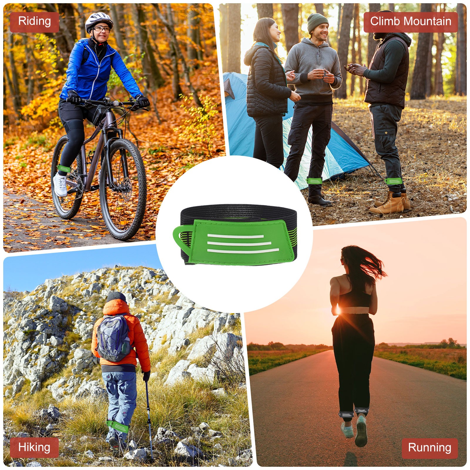 Bike Leg Band [2PCS] – Green Cycling Safety Bands