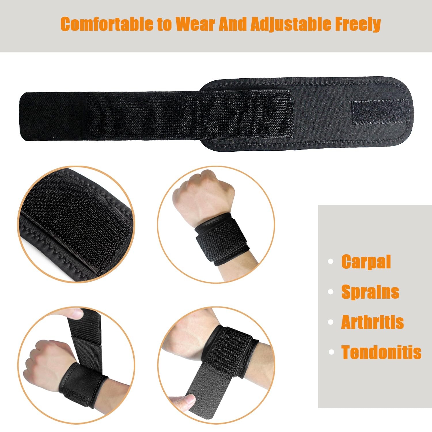 2 Pack Wrist Compression Strap and Support Adjustable Wrist Brace Carpal Tunn…