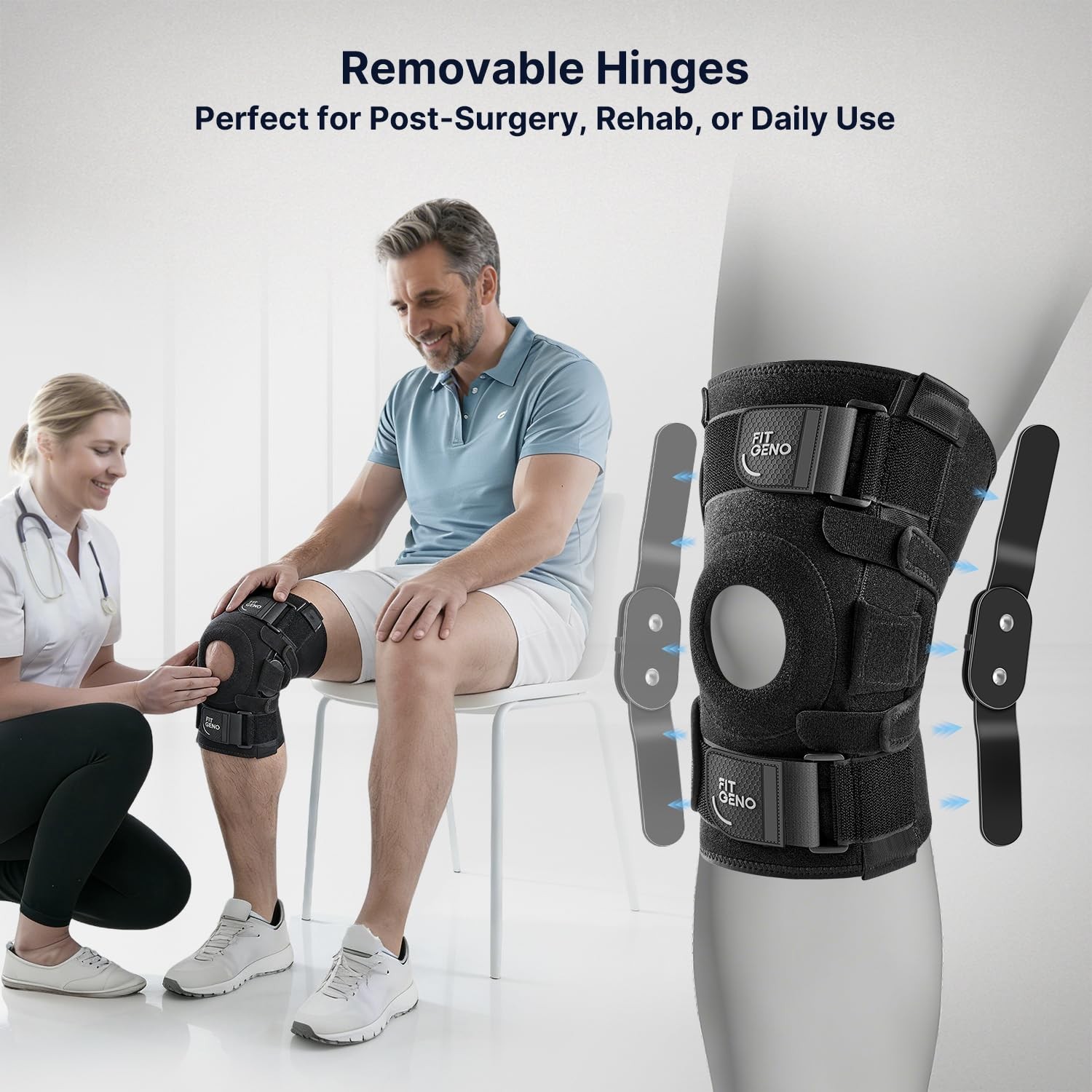Hinged Knee Brace for Meniscus Tear: Adjustable Knee Support for Knee Pain w/…