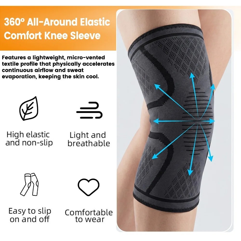 Knee Sleeve Compression Brace Support For Sport Gym Joint Pain Arthritis Relief