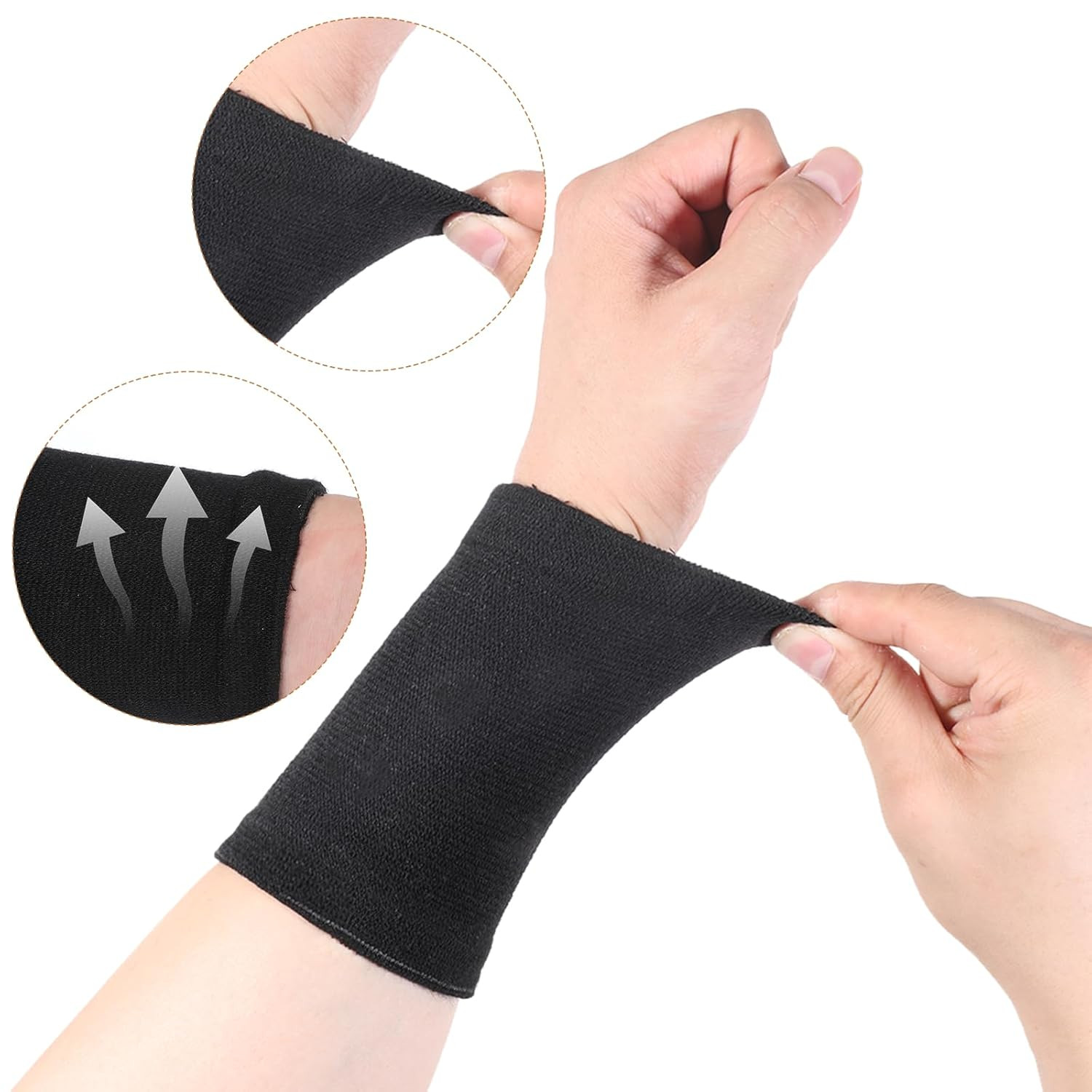 2 Pairs Elastic Wrist Compression Sleeve, Nylon Wristbands Brace for Support Wri