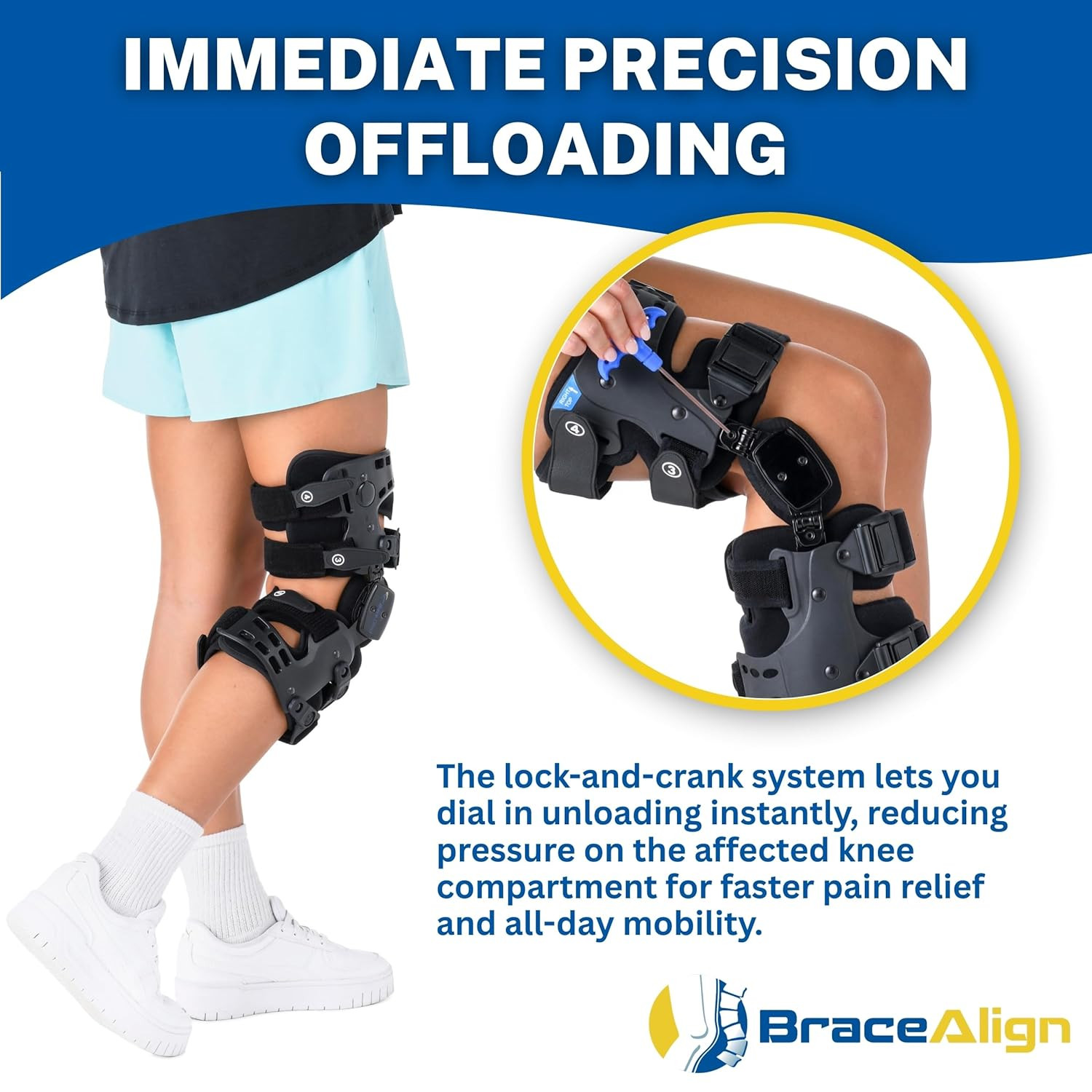 Adjustable OA Unloader Knee Brace for Pain Relief – Right Leg Support