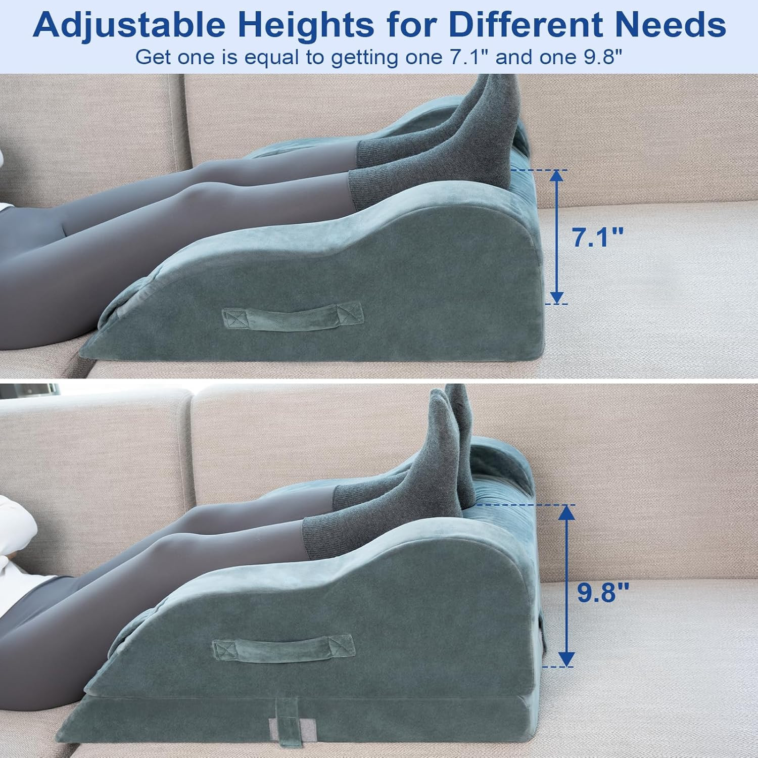 Adjustable Leg Elevation Pillows for after Surgery with Ergonomic Curve, Cooling