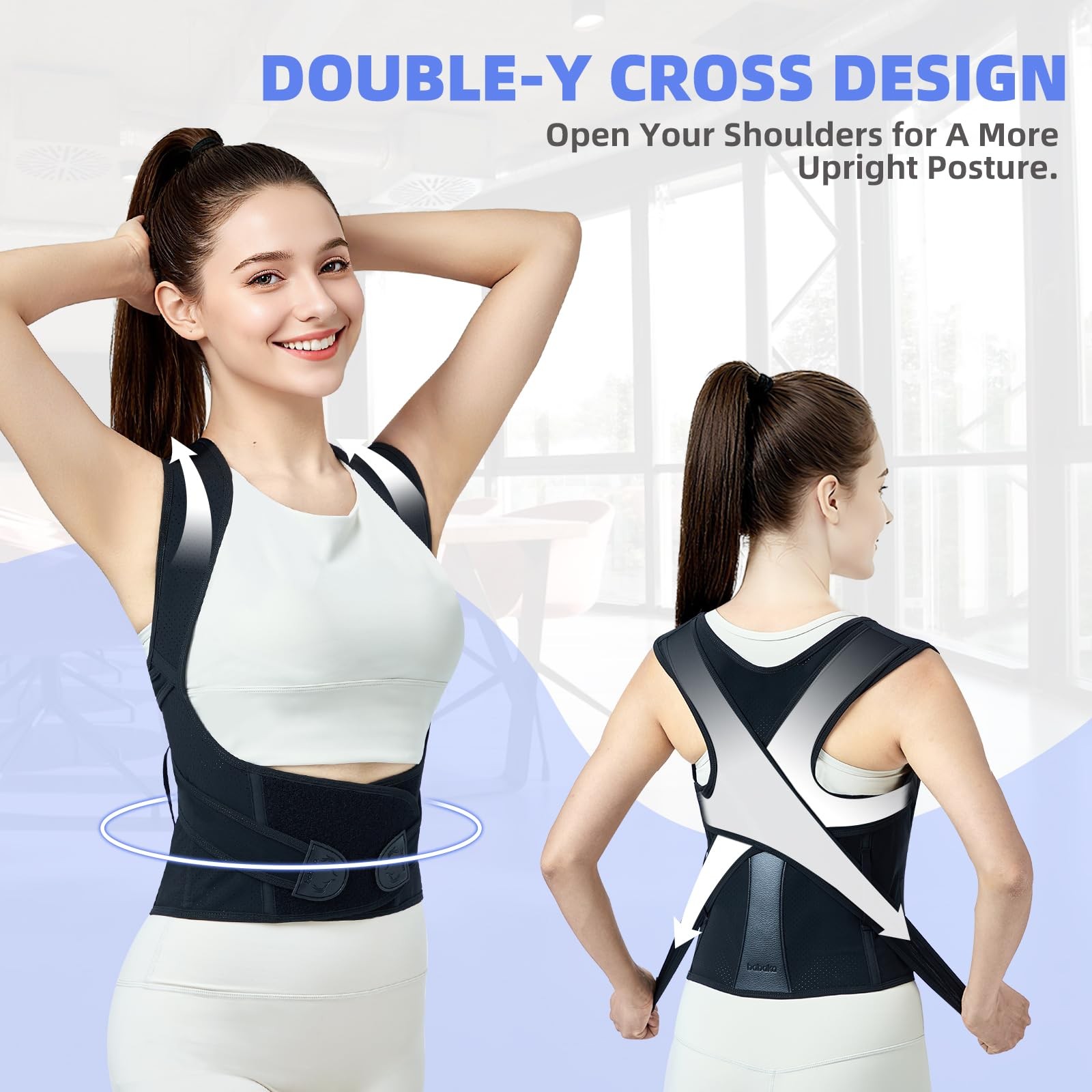 babaka Back Brace Posture Corrector for Women and Men, Adjustable Medium