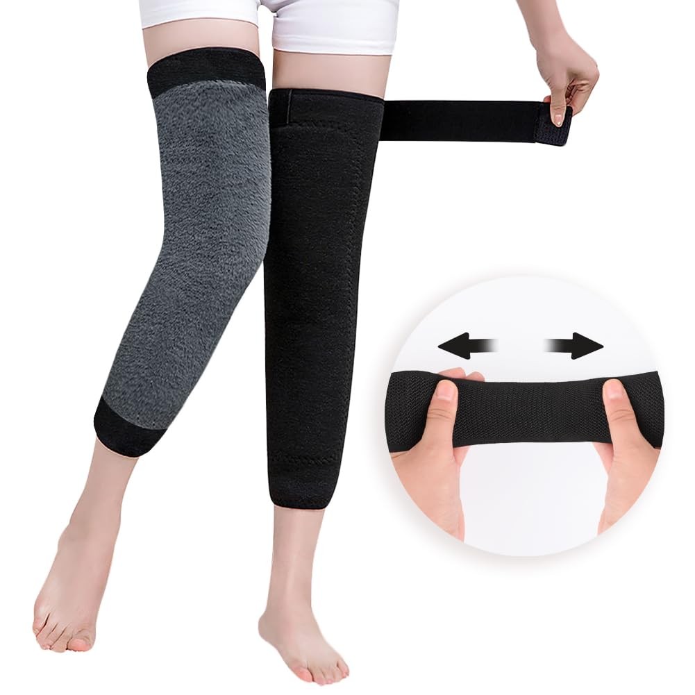 Winter Warm Knee Braces Thick Plush Adjustable Thermal Leg Pads For Cycling