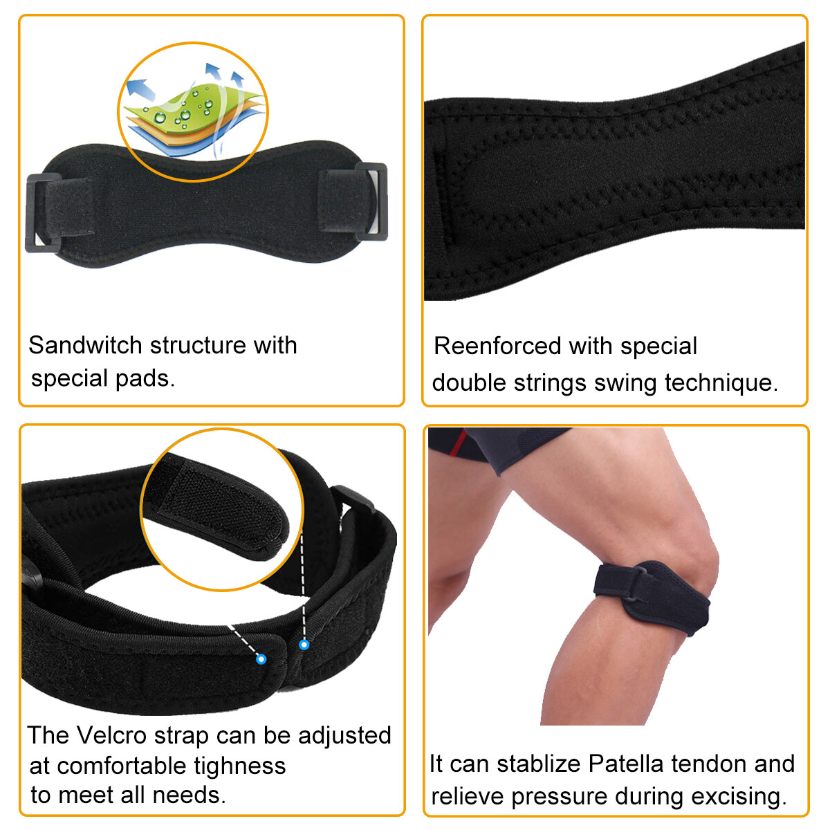 Knee Braces Patella Support Strap For Sports Hiking Joint Pain Arthritis Relief
