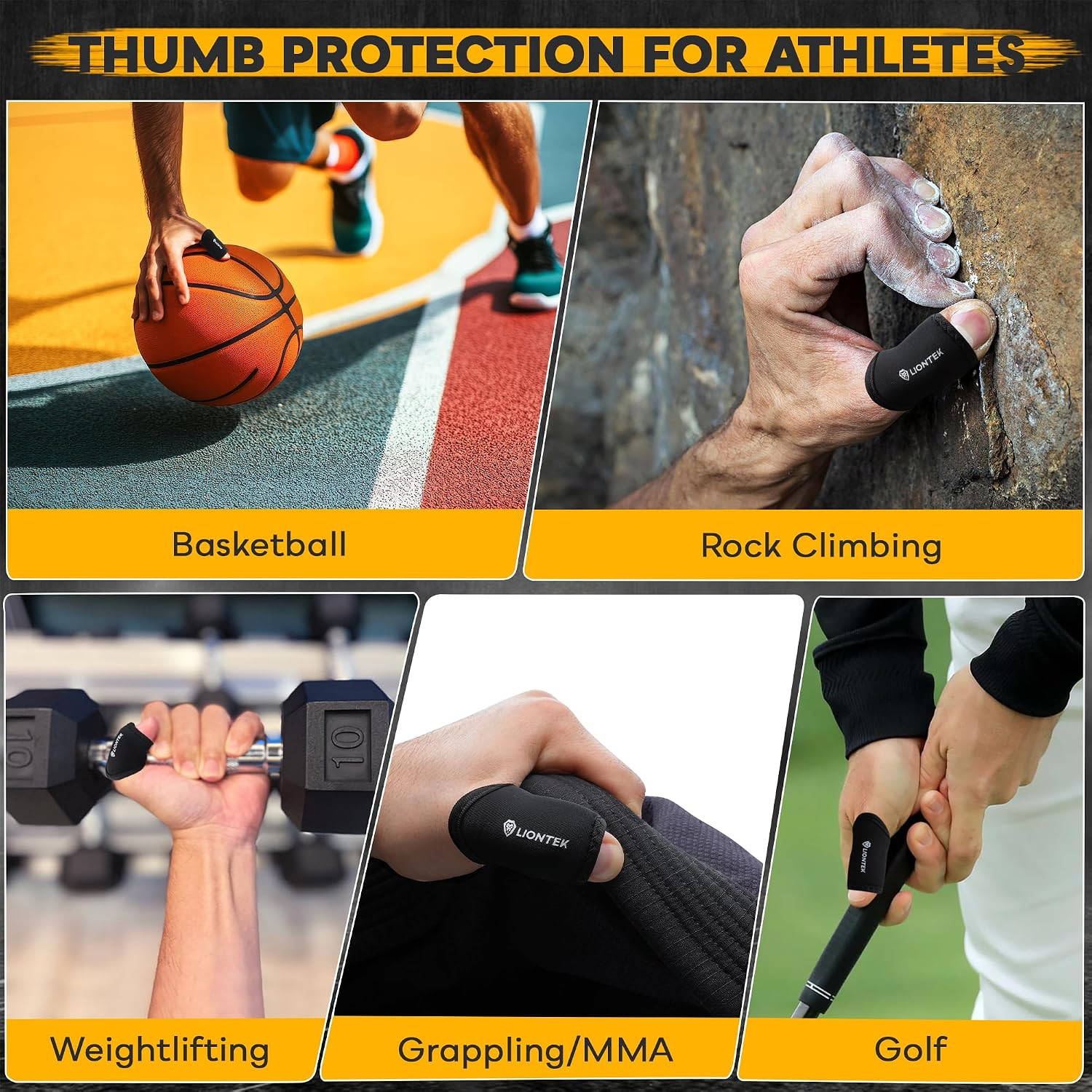 Thumb Sleeves Pair for Training, Weightlifting, BJJ, Golf, Basketball, & Ever…