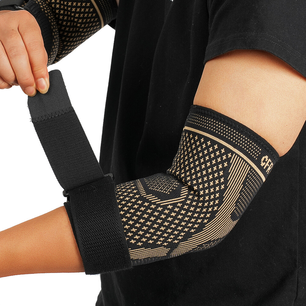 Copper Elbow Brace Support Compression Arm Sleeve Sports Tennis Joint Pain Strap