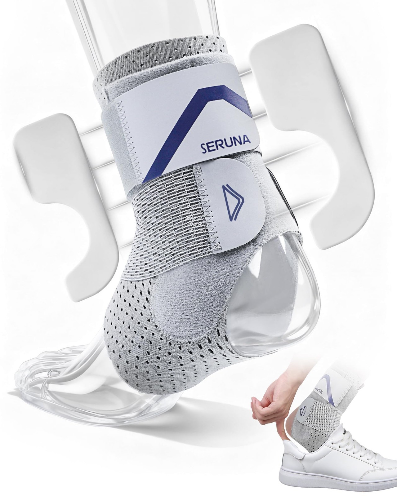 1 PC Ankle Brace Support With 2 Stabilizing Pads Adjustable Sprained Strap