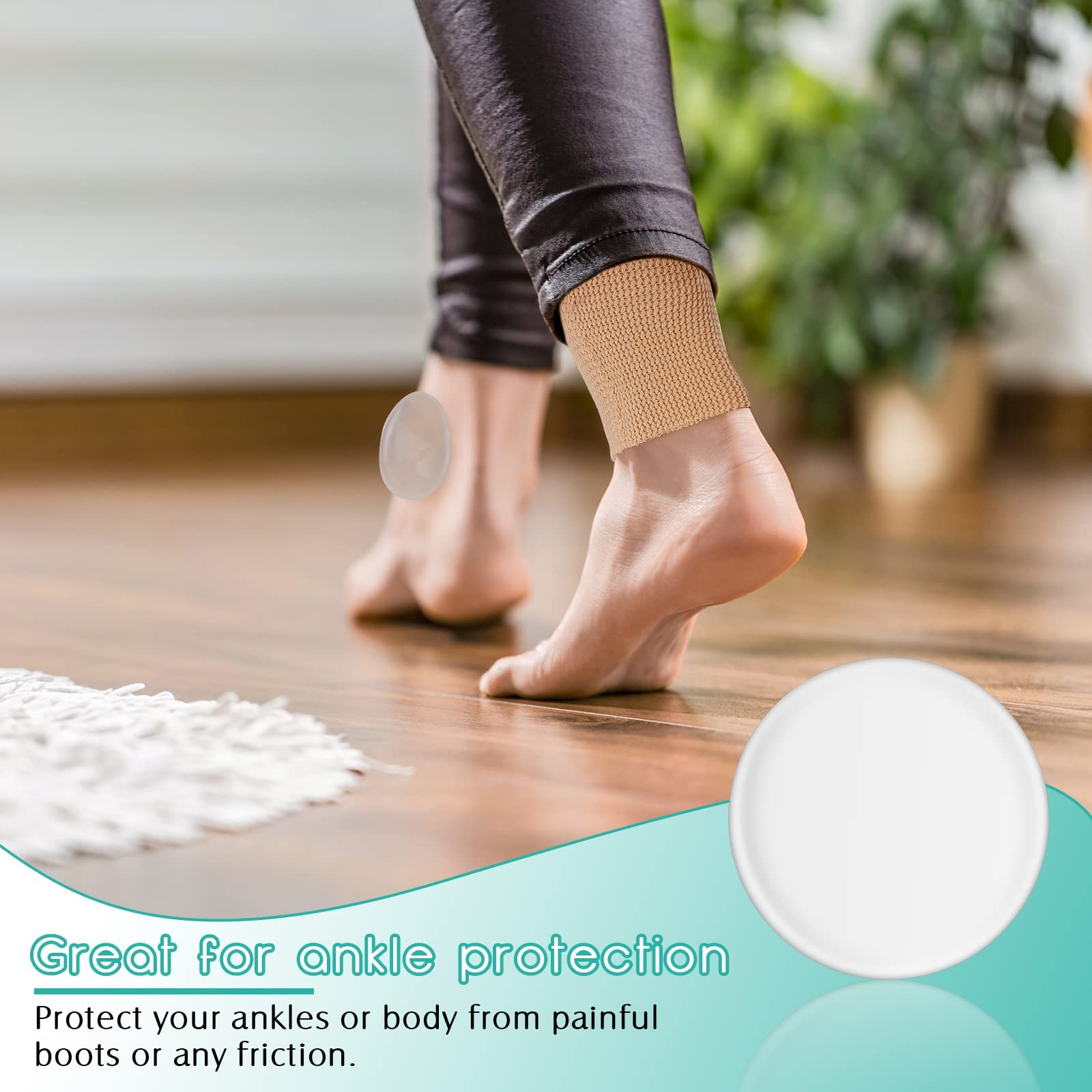 4 PCS Ankle Pads Gel Sleeve Padded Ice Skating Socks Protector Support Round