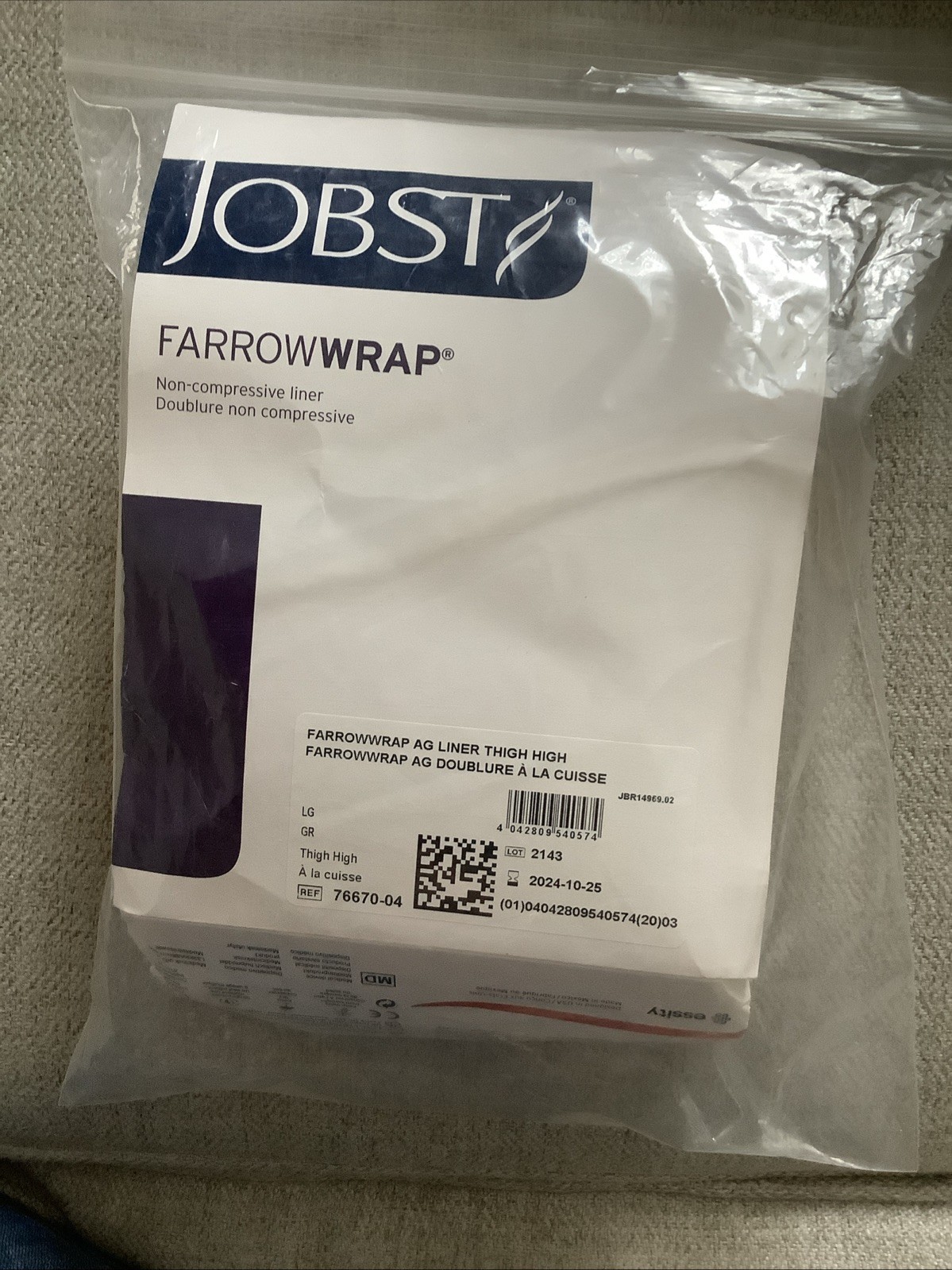 Jobst Farrow Wrap Non-Compressive Liner Thigh High Large 76670-04