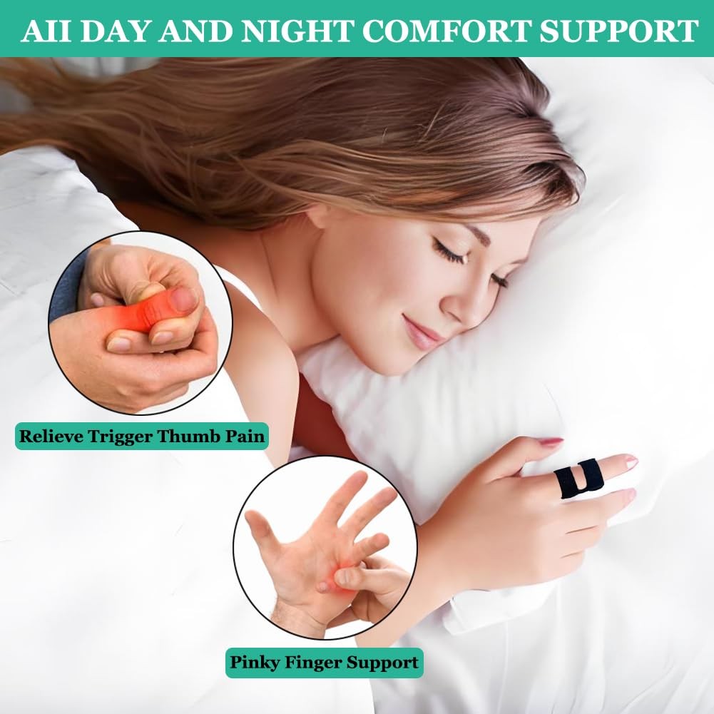 ANHOGEU Small Trigger Finger Splint (2 Pack), Thumb One Size, Black