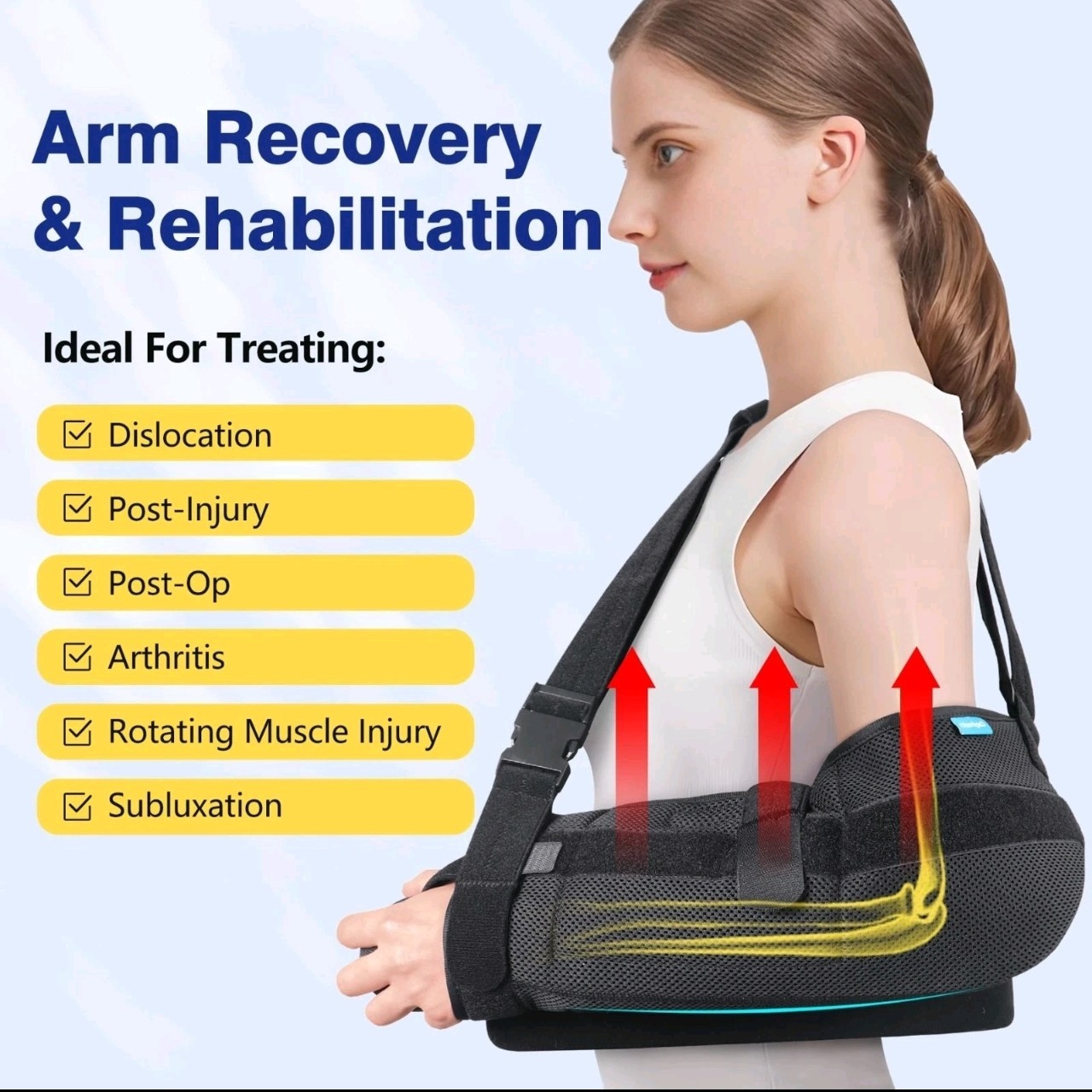 Abducted Shoulder Sling Immobilizer, Padded Rotator Cuff Support Brace