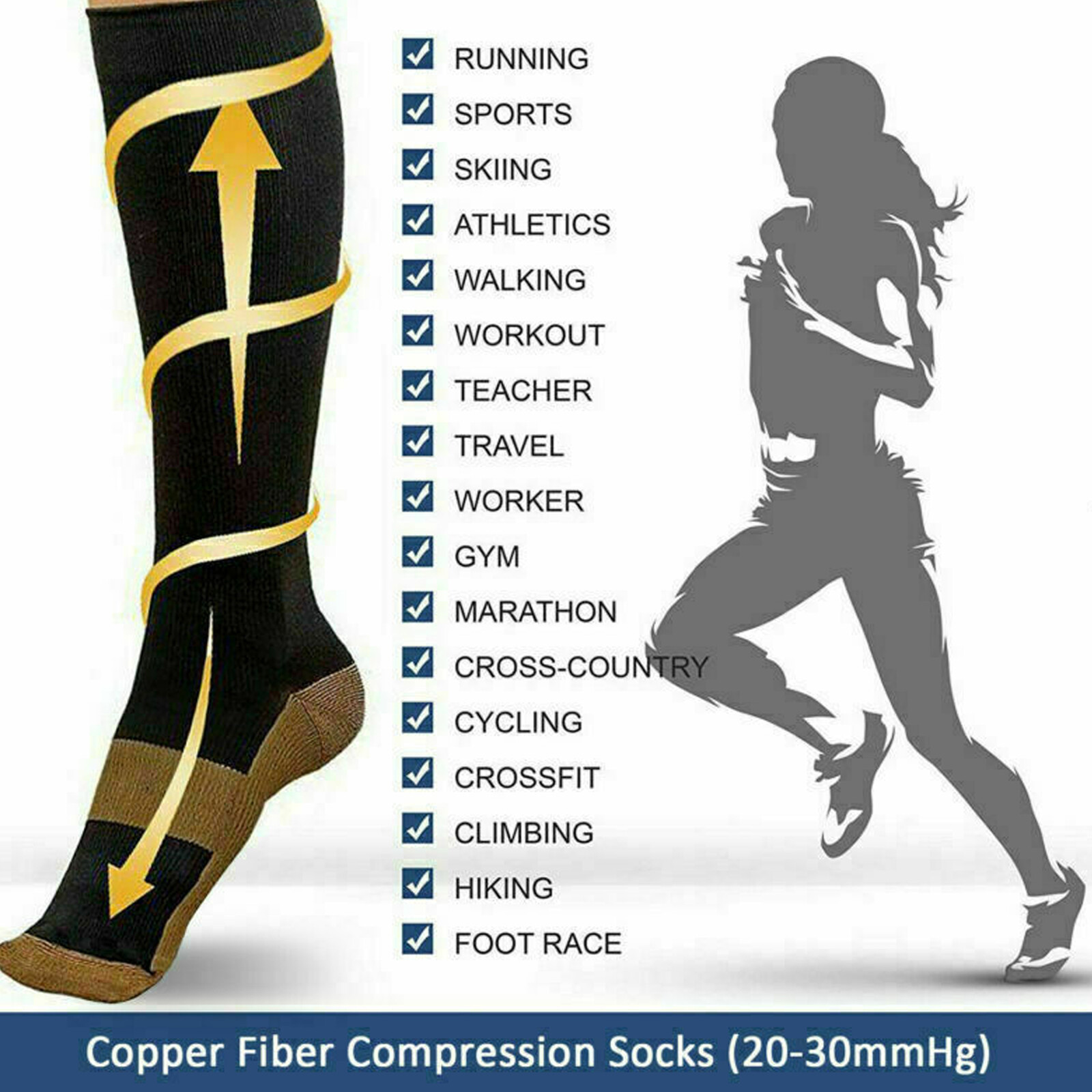 1-100Pair Compression Socks Pain Relief Calf Leg Foot Support Stocking S-XXL LOT