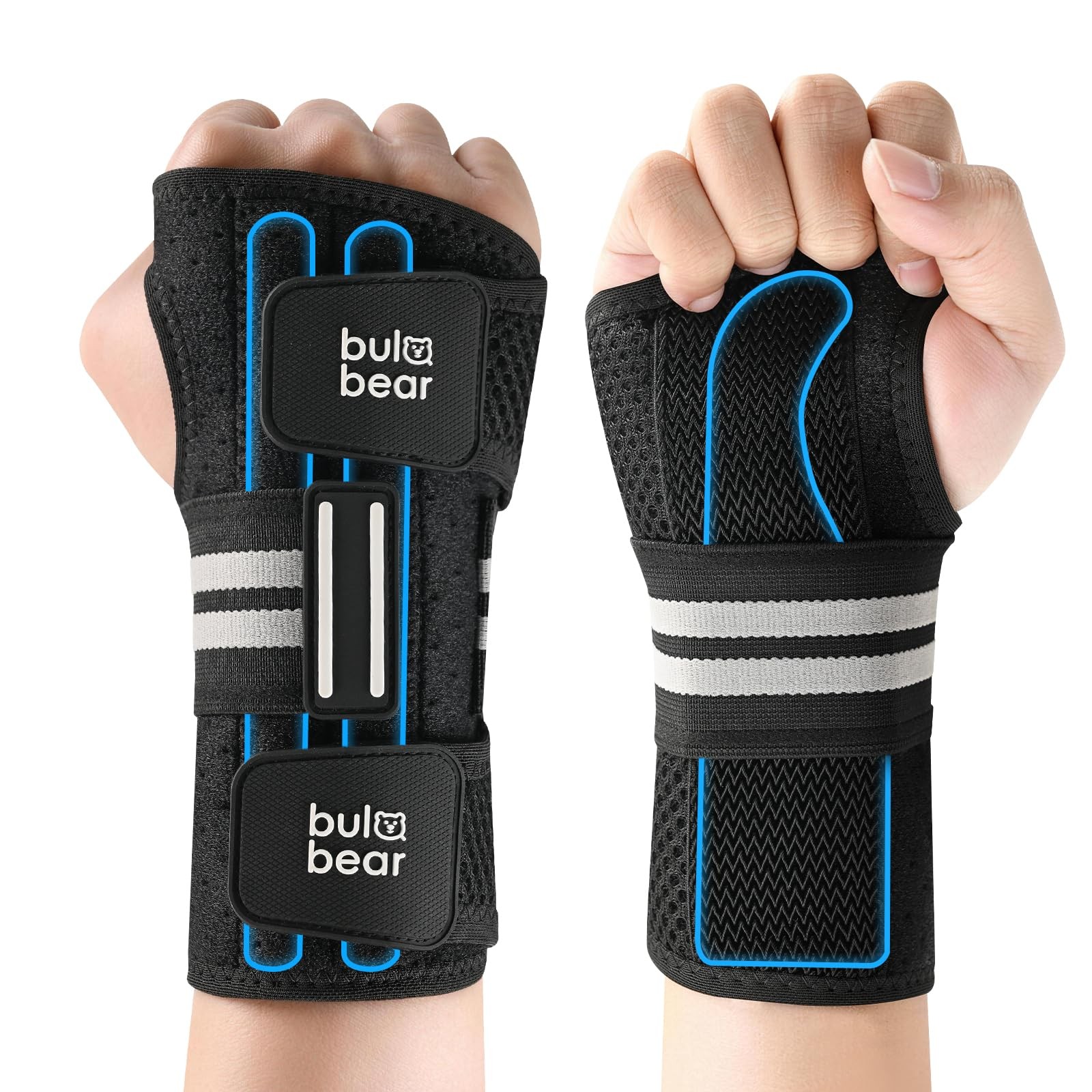Bula Bear Left Hand-Large Black/White Wrist Brace Splints