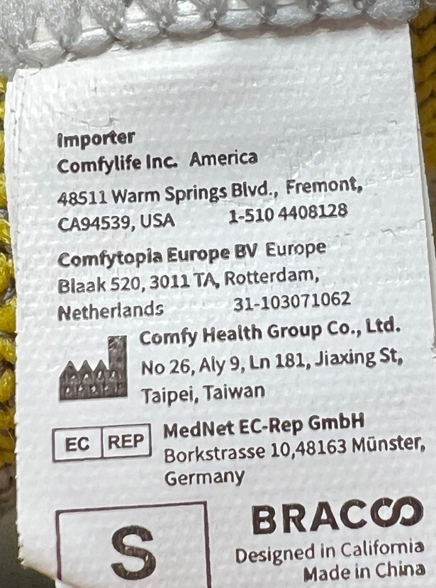 Bracco Athletic Knee Compression Sleeve Support Unisex Size Small Gray & Yellow