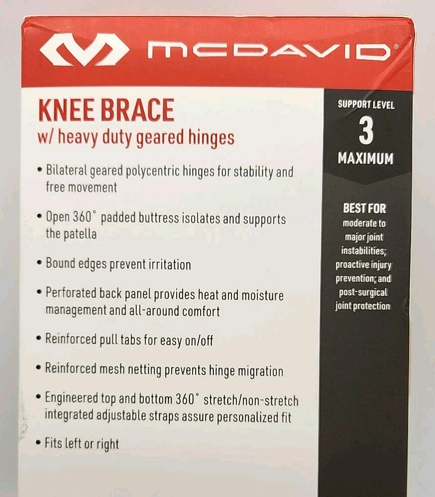 McDavid 429-01-32.2 Hinged Knee Brace – Black Size Small Level 3 Support New