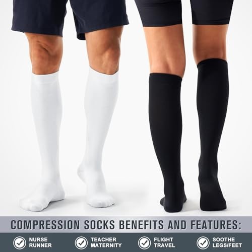 3 Pairs Compression Socks for Women and Men – 15 Small-Medium 07-3 – Paris White