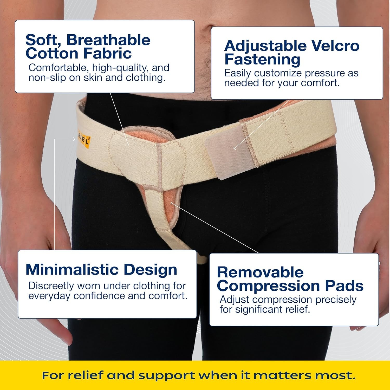 URIEL Inguinal Hernia Support Belt Hernia Support for Men, Pre Post Surgery XL