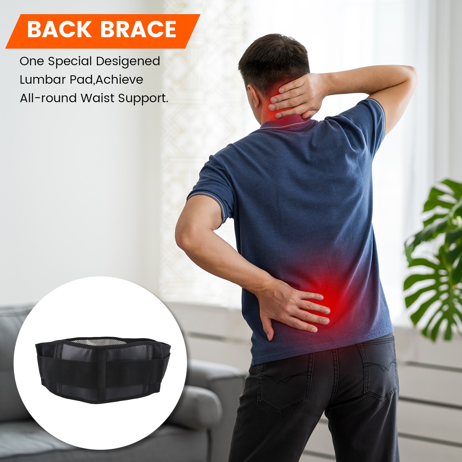 Adjustable Waist Tourmaline Self Heating Magnetic Therapy Back Waist5024
