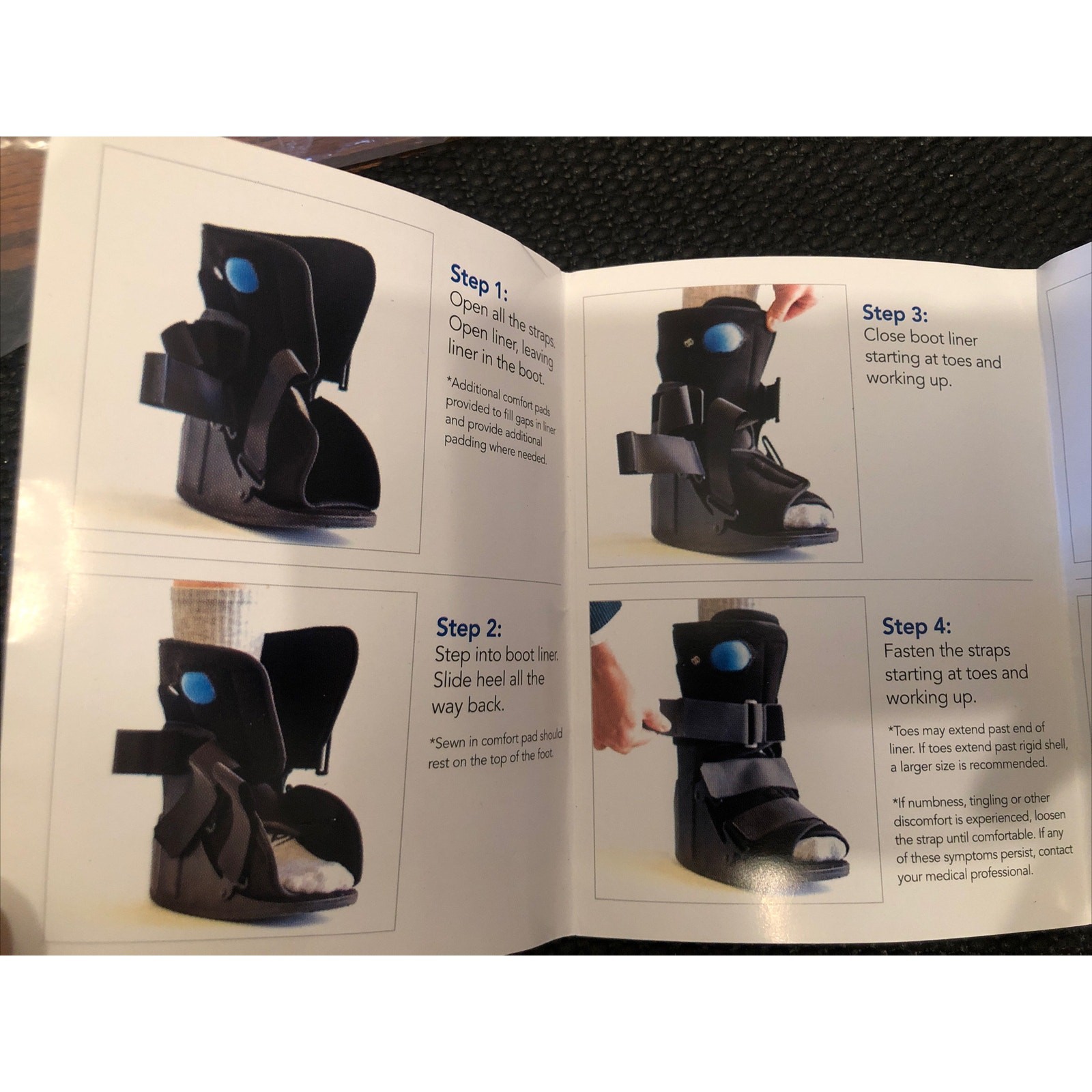 UNITED ORTHO Short Air Cam Walker Fracture Boot Black Medium MD *READ