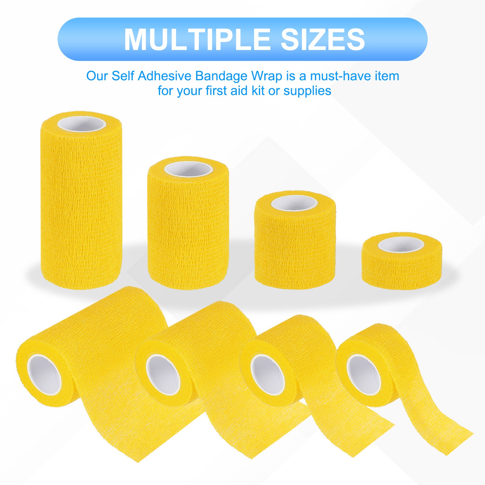 1″/2″/3″/4″ 4 Pcs 5 Yard Self Adhesive Bandage Wrap Self Tape Yellow