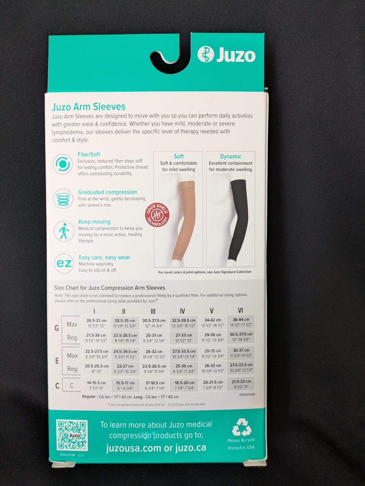 NEW JUZO ARM SLEEVE MEDICAL COMPRESSION 2001CGLSB10 II BLACK 20-30MM HG SIZE II