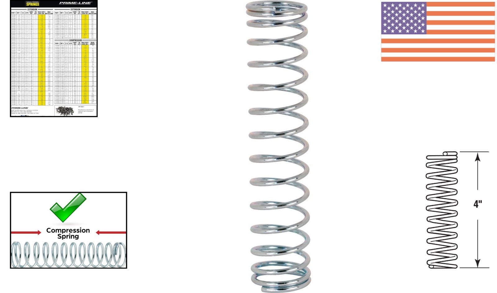 Durable Nickel-Plated Compression Springs – 0.080 GA, 2 Pack, 7/8 In. x 4 In.