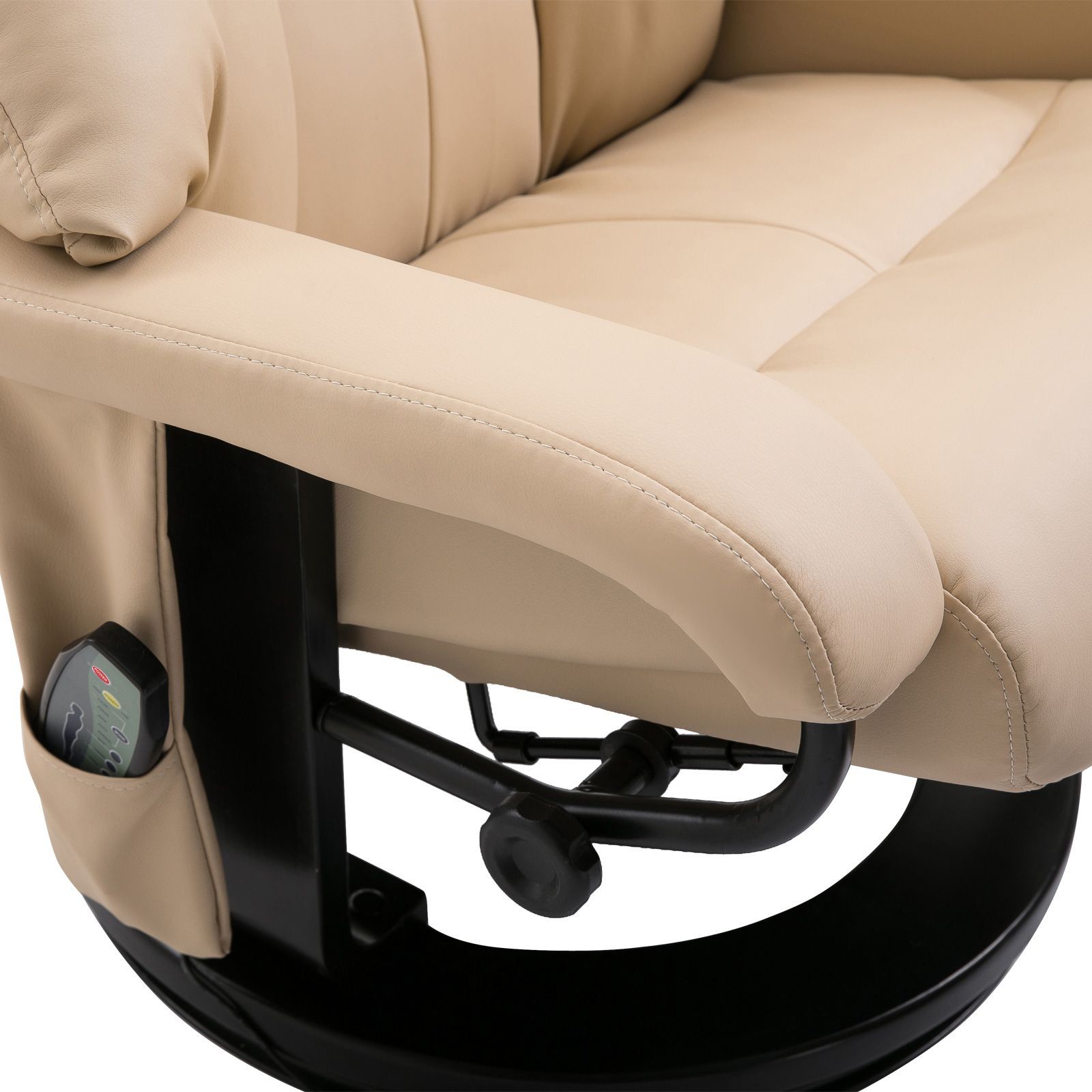 Beige Massage Recliner Chair with Ottoman, 10 – Point Vibrating Heat Function