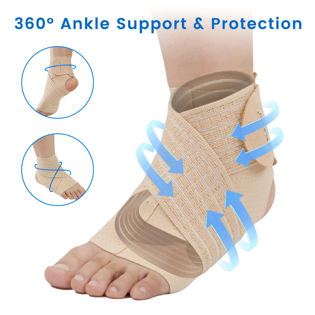 Support Ankle Compression Sleeve Adjustable for Achilles Tendonitis and Plantar